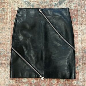 Alexander Wang Black Leather Skirt with Zippers